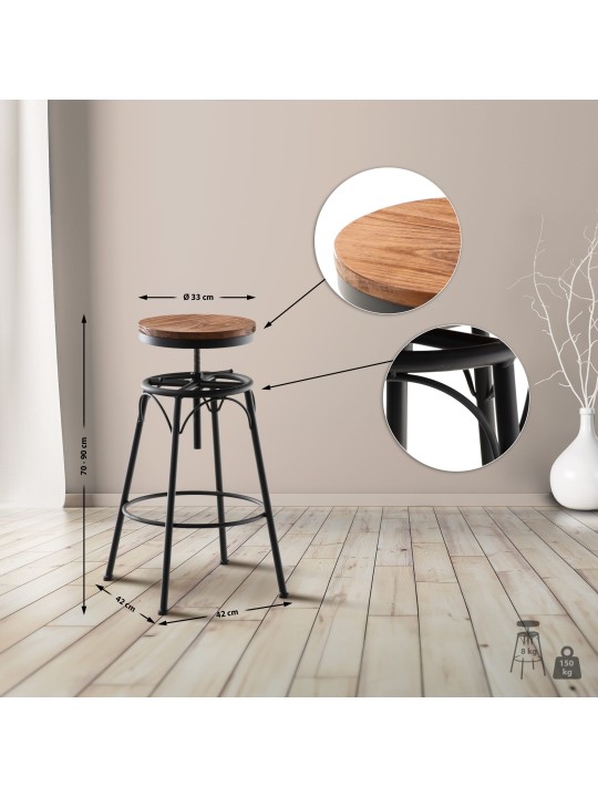 2 db-os bárszék készlet Beam, fekete