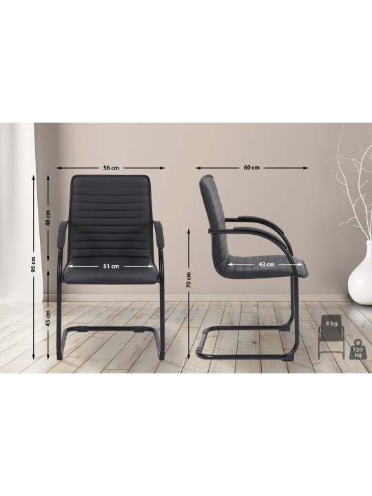 Tira műbőr látogatószék, fekete