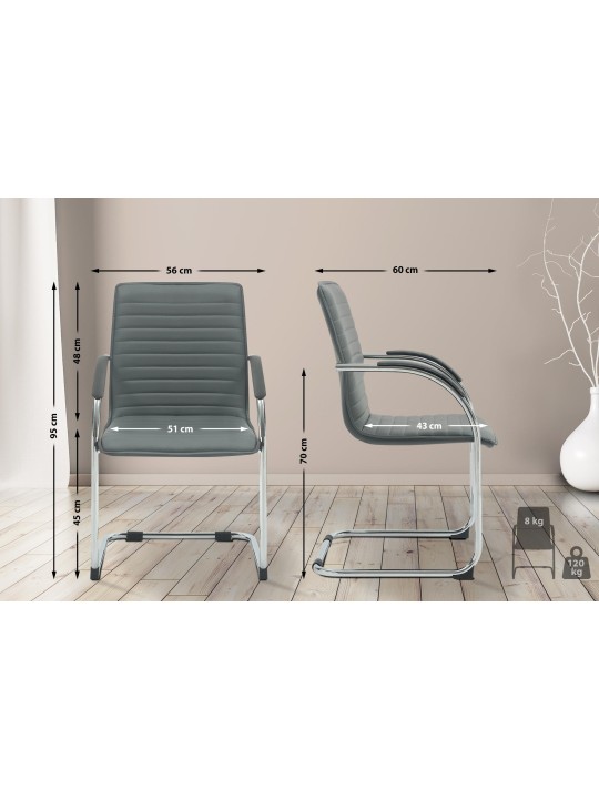 Tira műbőr látogatószék, szürke