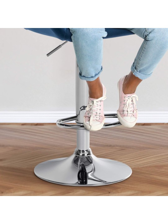 2 db bárszék Braga bársony króm készlet, kék