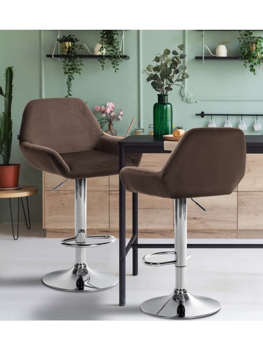 2 db bárszék Braga bársony króm készlet, barna