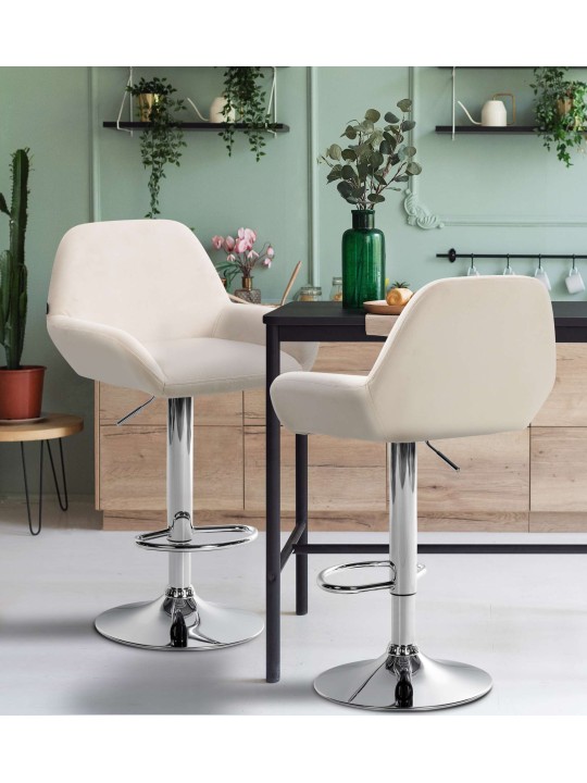 2 db bárszék Braga bársony króm készlet, krém