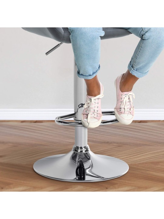 2 db bárszék Braga bársony króm készlet, sötétszürke