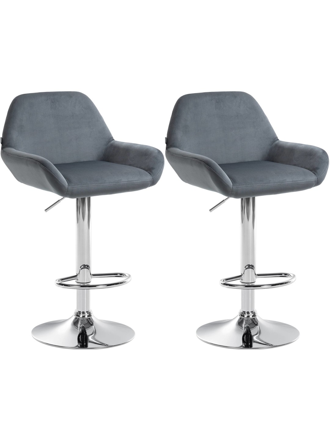 2 db bárszék Braga bársony króm készlet, sötétszürke