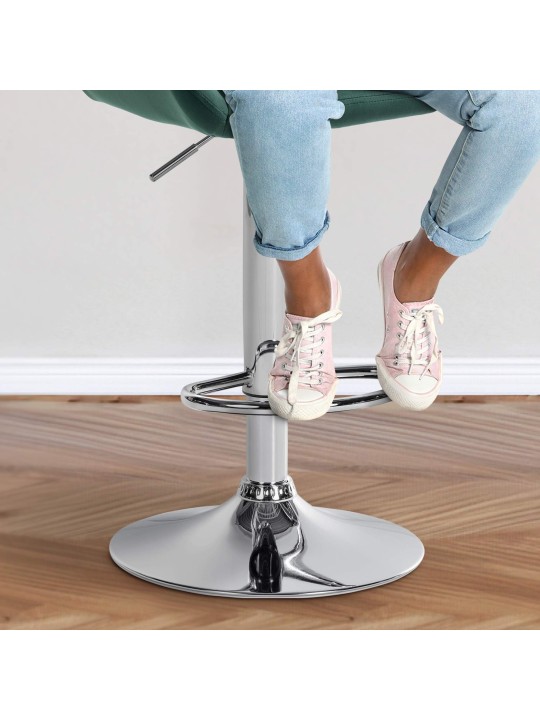 2 db bárszék Braga bársony króm készlet, sötétzöld 2 db bárszék Braga bársony króm készlet, sötétzöld