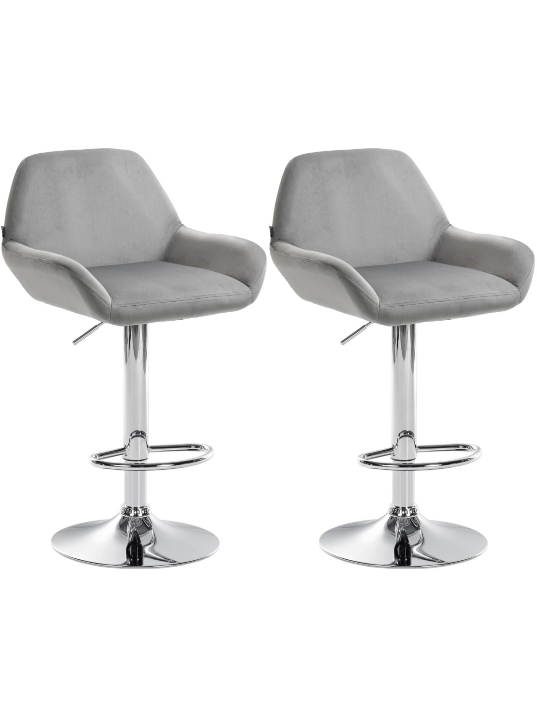 2 db bárszék Braga bársony króm készlet, szürke