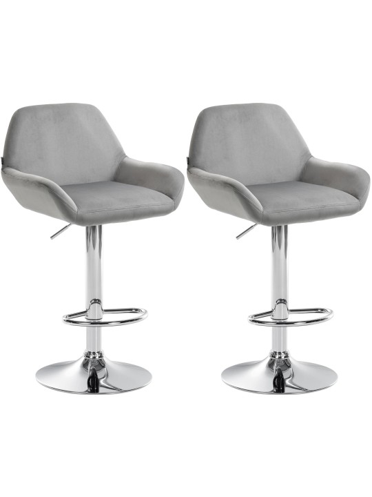 2 db bárszék Braga bársony króm készlet, szürke 2 db bárszék Braga bársony króm készlet, szürke