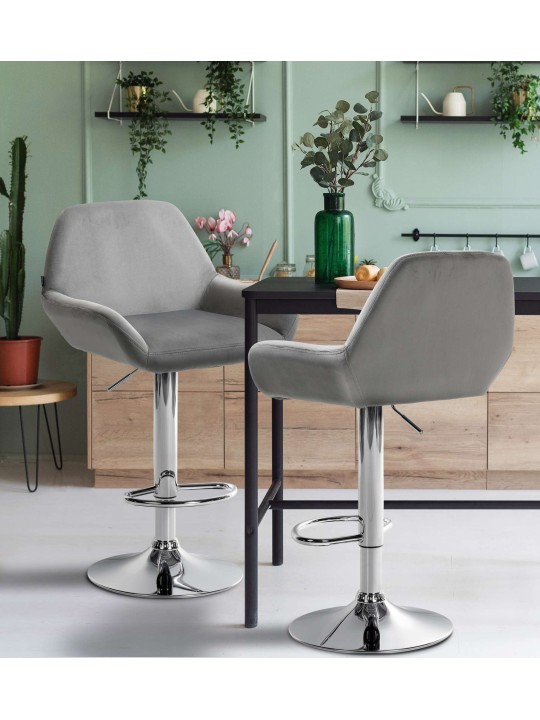 2 db bárszék Braga bársony króm készlet, szürke 2 db bárszék Braga bársony króm készlet, szürke