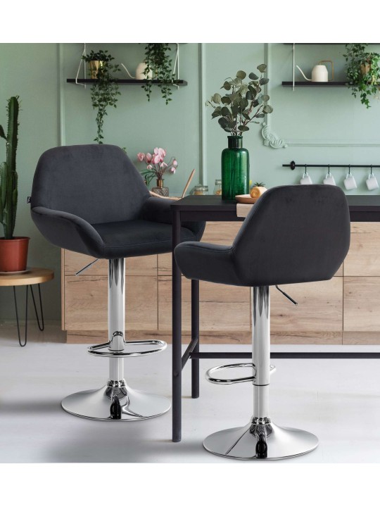 2 db bárszék Braga bársony króm készlet, fekete