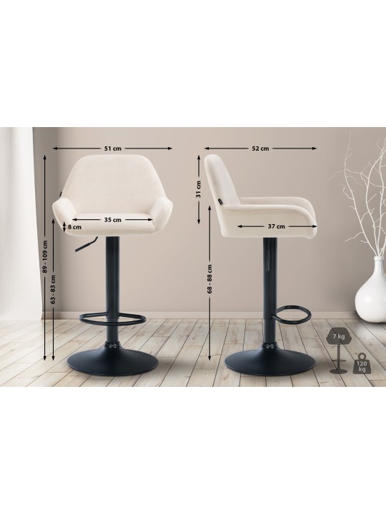 2 db-os bárszék Braga bársony készlet, krém