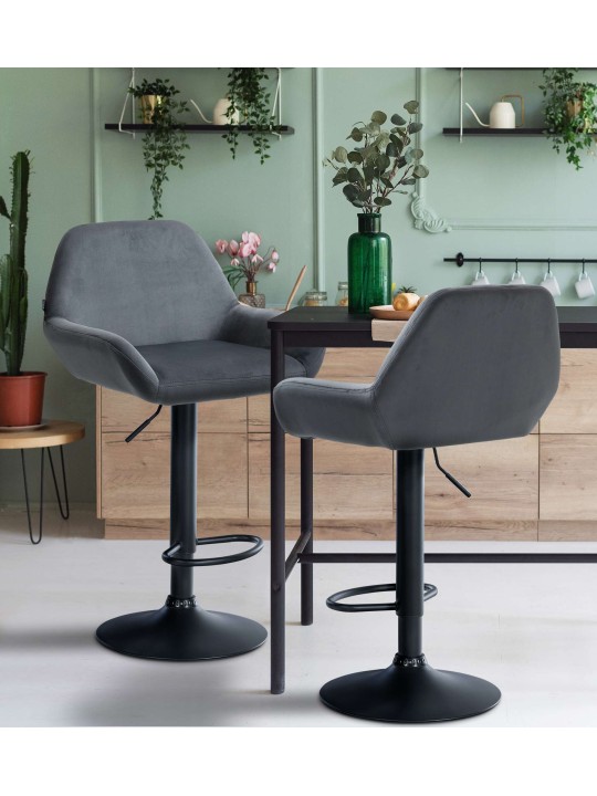 2 db bárszék készlet Braga bársony, sötétszürke