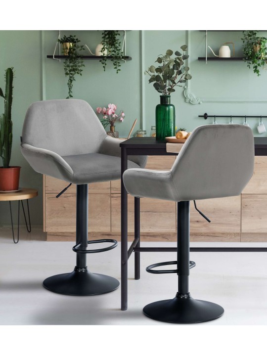 2 db bárszék készlet Braga bársony, szürke