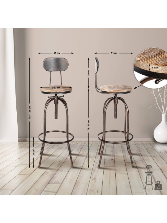 2 db bárszék szett Pino, fa, bronz 2 db bárszék szett Pino, fa, bronz