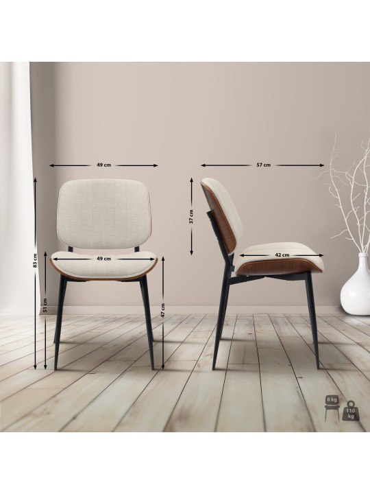 Látogatószék Tiffin szövet, dió/krém