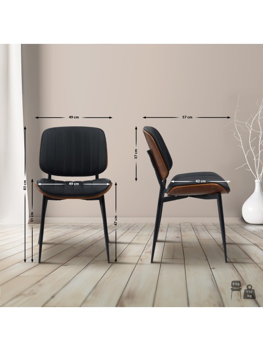 Tiffin műbőr látogatószék, dió/fekete