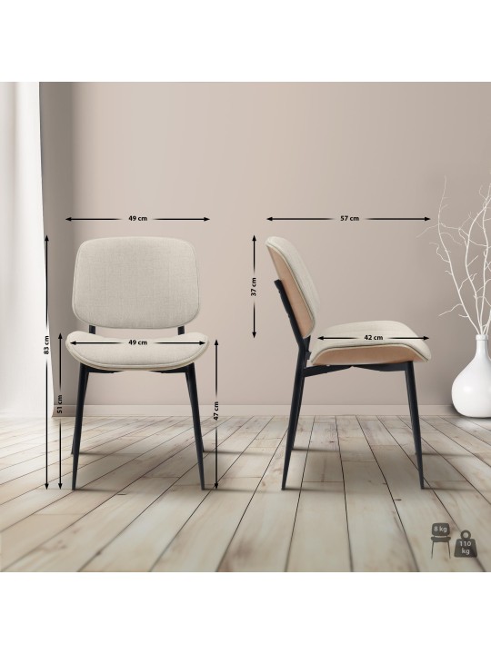 Látogatószék Tiffin szövet, natúr/krém