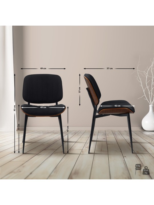 Látogatószék Tiffin szövet, dió/fekete