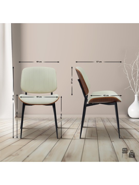 Tiffin műbőr látogatószék, dió/krém