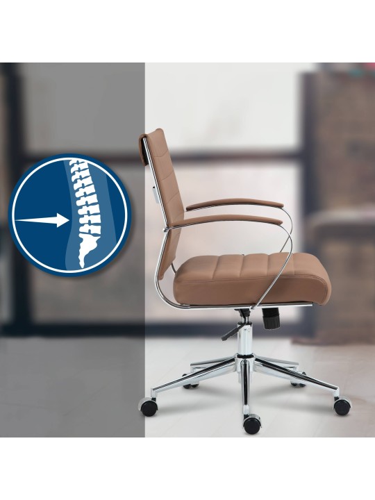 Oakland valódi bőr irodai szék, világosbarna