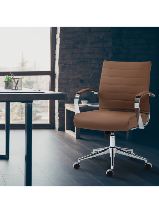 Oakland valódi bőr irodai szék, világosbarna