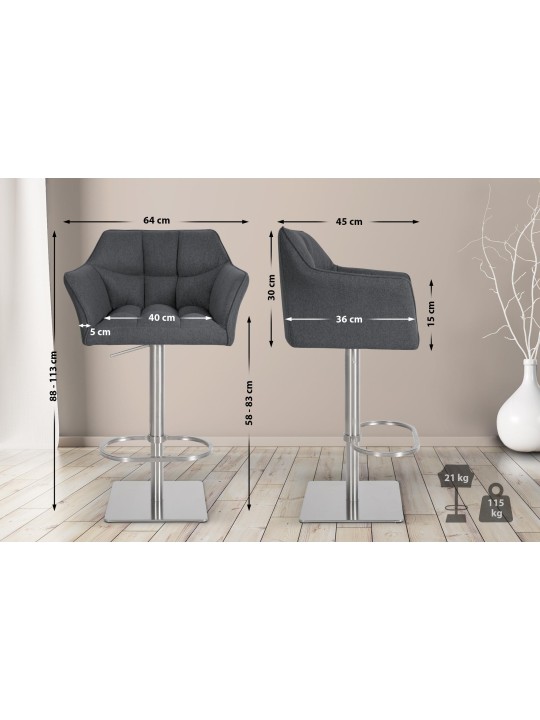 Bárszék Damaso E filc, szürke