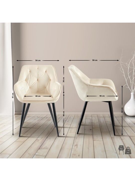 Cassis bársony látogatói szék, krém