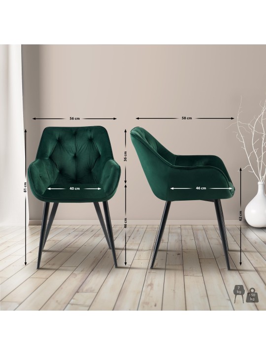 Cassis bársony látogatói szék, zöld