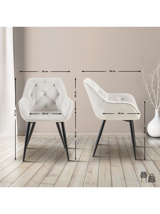 2 db étkezőszék készlet Cassis, világosszürke