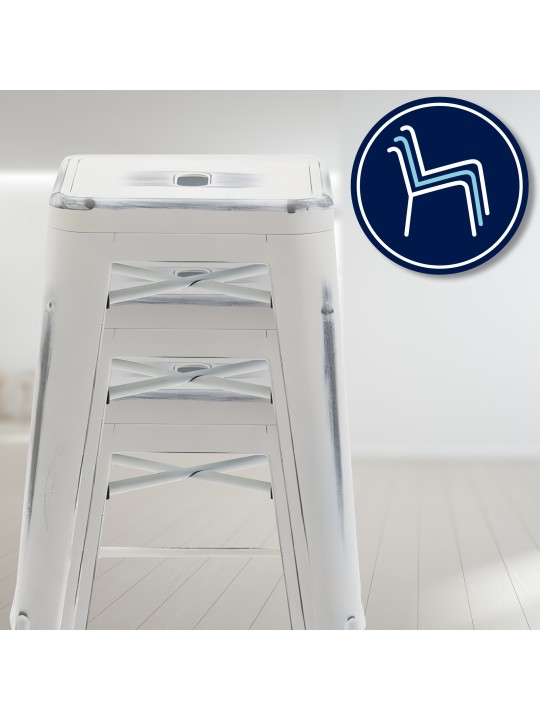 Joshua 2 db bárszék készlet, antik fehér Joshua 2 db bárszék készlet, antik fehér