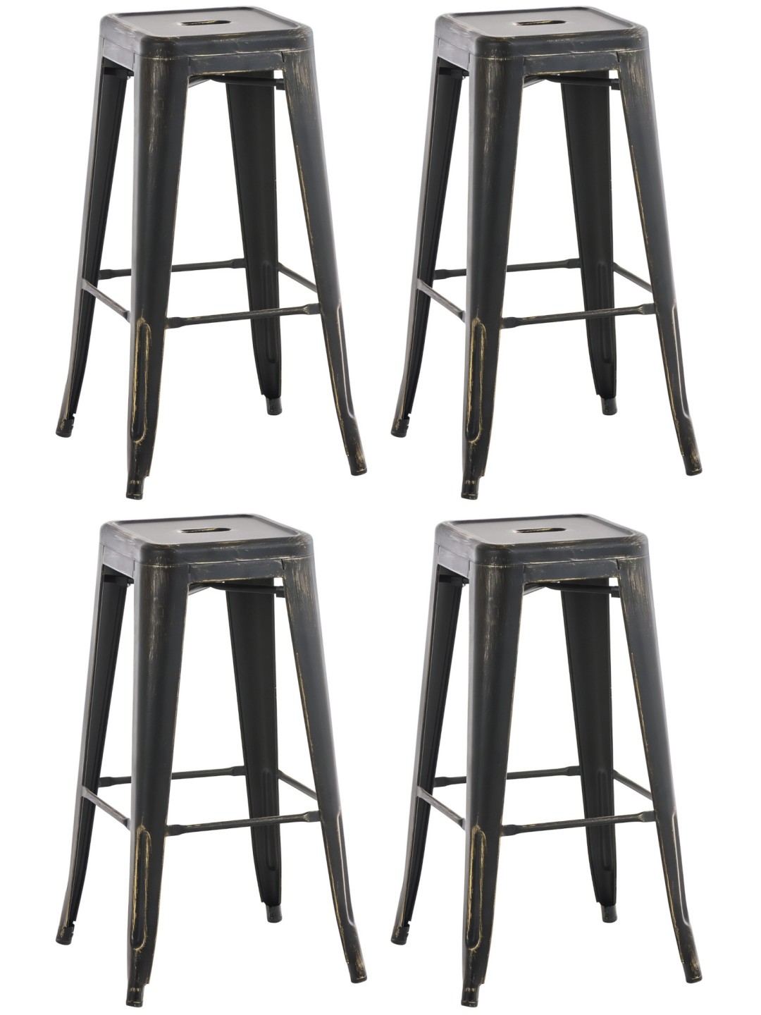 4 db antik Joshua bárszék készlet, fekete-arany