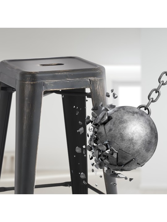 4 db antik Joshua bárszék készlet, fekete-arany