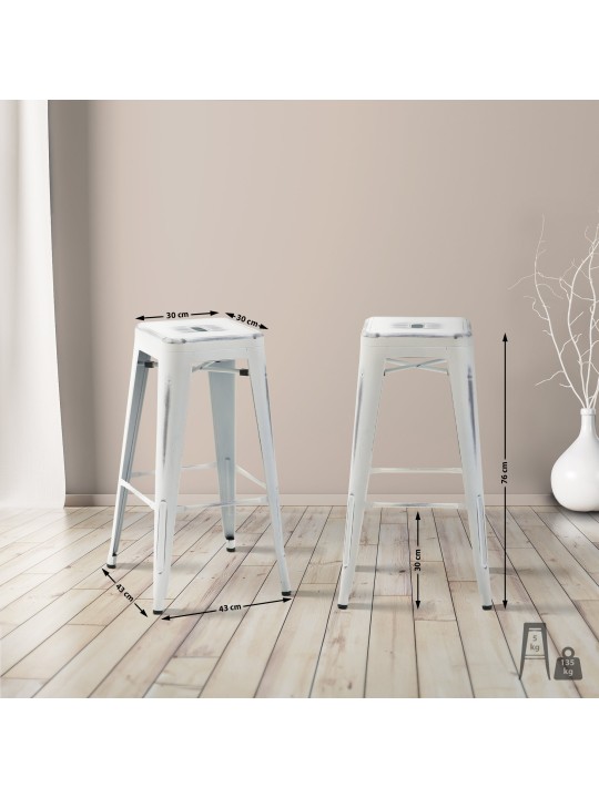 4 db Joshua bárszék készlet, antik fehér