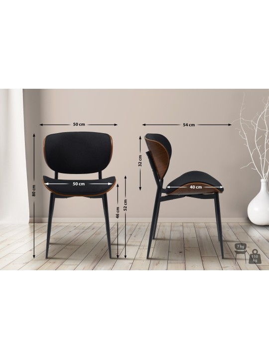 Látogatószék Enid szövet, dió/fekete