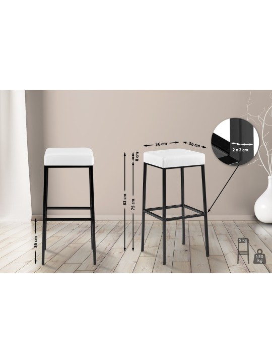 2 db bárszék készlet Montreal 85 műbőr, fehér