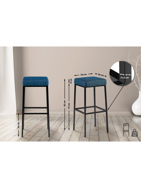 2 db bárszék készlet Montreal 85 szövet, kék