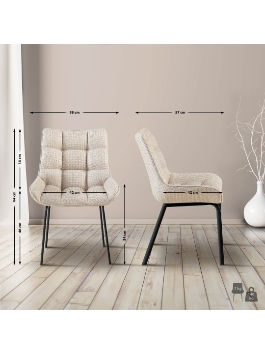 Szék Saranda szövet, elefántcsont Szék Saranda szövet, elefántcsont