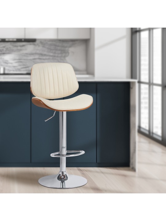 Bárszék Clawson műbőr króm, dió/krém