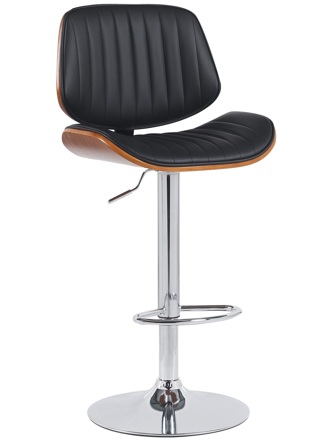 Bárszék Clawson műbőr króm, dió/fekete