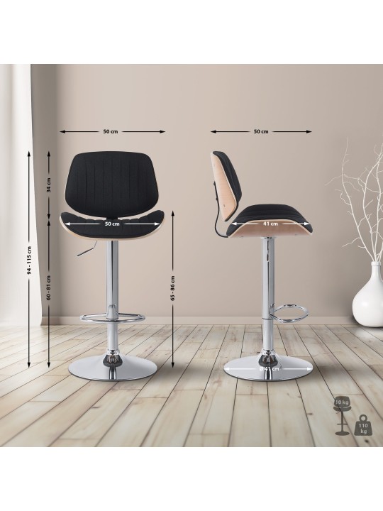 Bárszék Clawson szövet króm, natúr/fekete