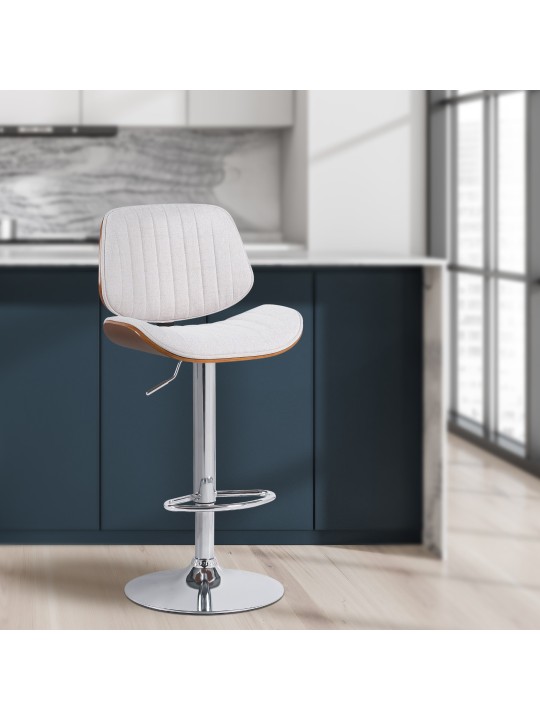 Bárszék Clawson szövet króm, dió/krém