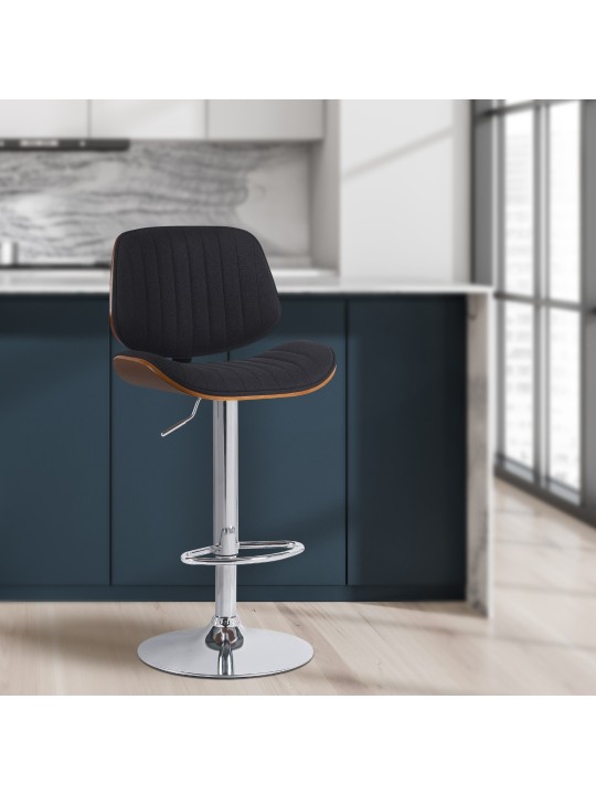 Bárszék Clawson szövet króm, dió/fekete