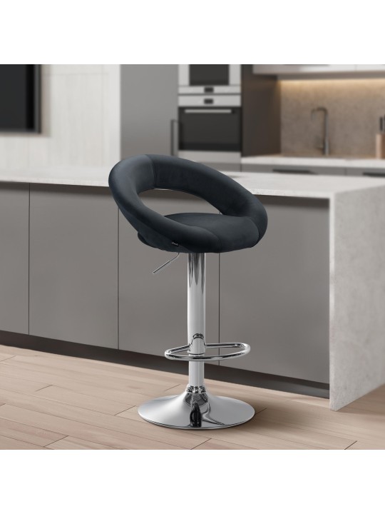 Bárszék Olinda bársony króm, sötétszürke