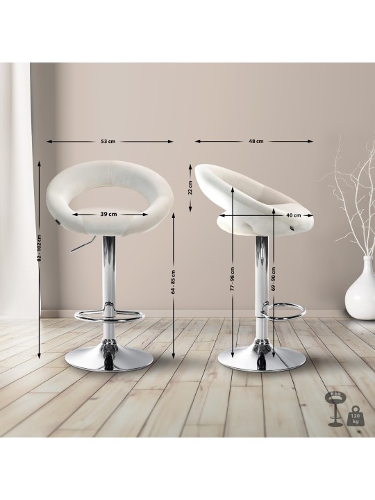 Bárszék Olinda bársony króm, krém