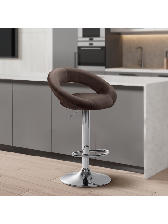 Bárszék Olinda bársony króm, barna