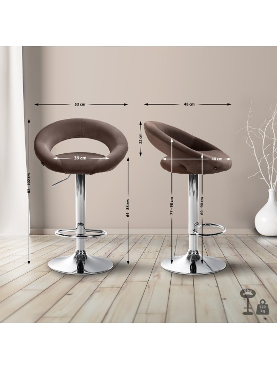 Bárszék Olinda bársony króm, barna