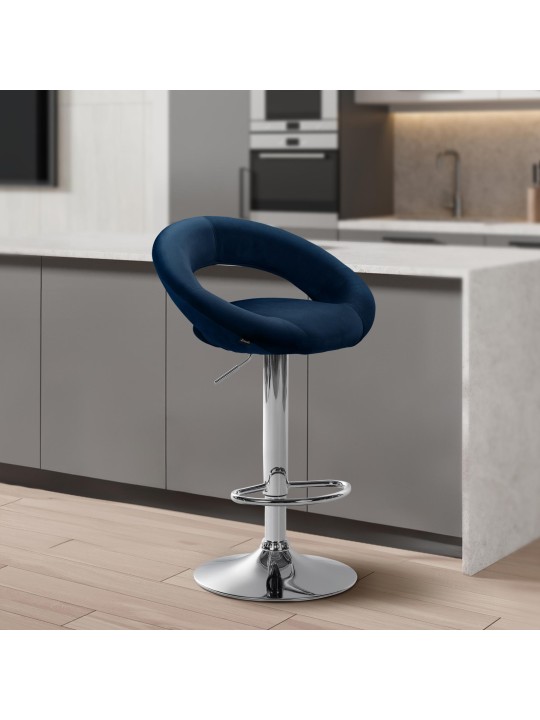 Bárszék Olinda bársony króm, kék