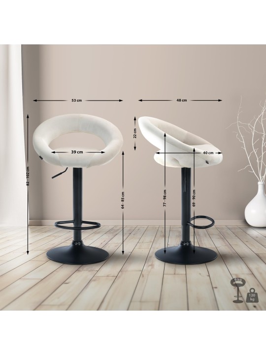 Bárszék Olinda bársony, krém