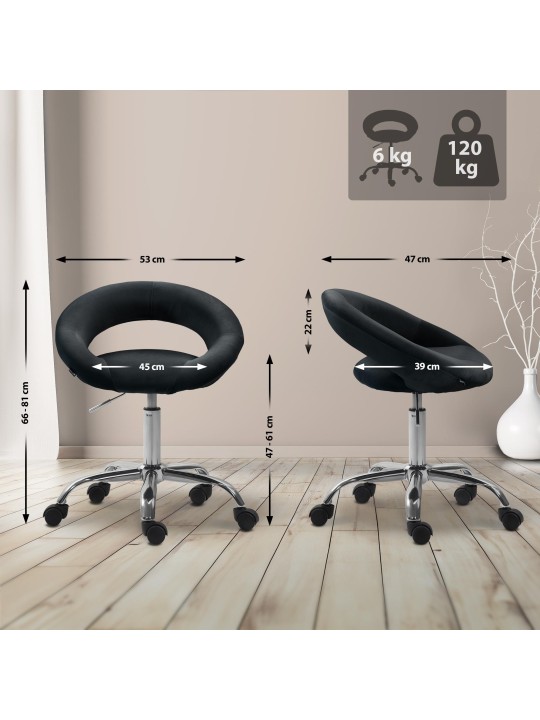 Olinda bársony munkaszék, fekete