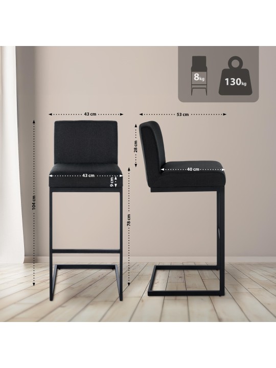 Bárszék Hopewell szövet B, sötétszürke