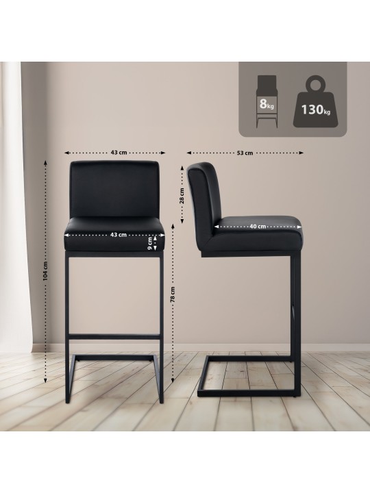 Bárszék Hopewell műbőr B, fekete